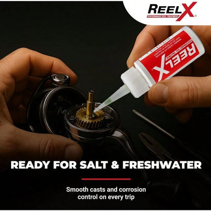 ReelX Fishing Reel Lubricant, Extreme-Pressure Anti-Corrosion Oil Bearings, Spinning, Baitcasting, Spincast, Fly, Trolling Reels, Smooth Casting Saltwater Freshwater 1 Oz