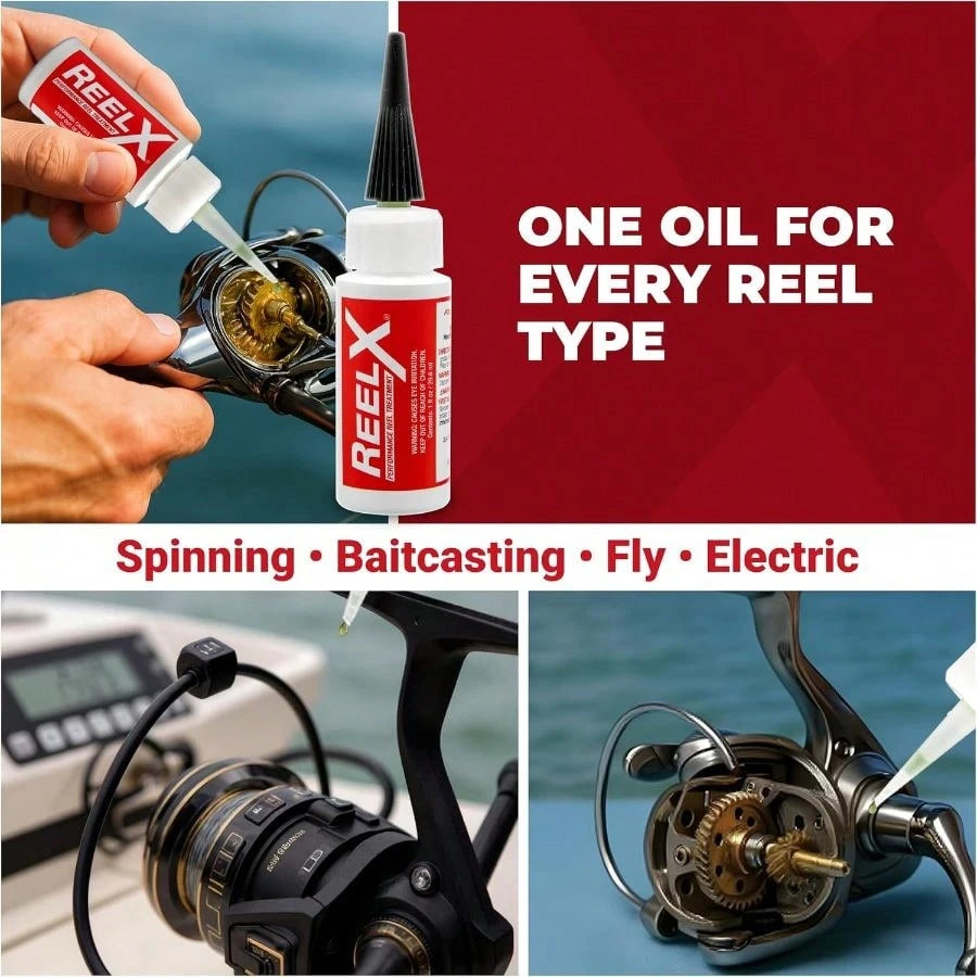 ReelX Fishing Reel Lubricant, Extreme-Pressure Anti-Corrosion Oil Bearings, Spinning, Baitcasting, Spincast, Fly, Trolling Reels, Smooth Casting Saltwater Freshwater 1 Oz