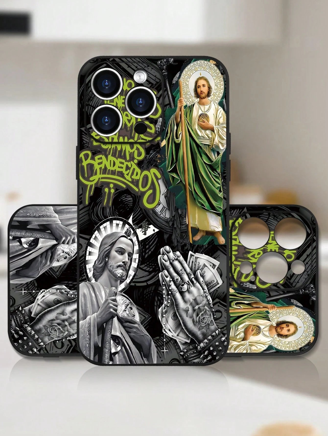 Religious Art Phone Case| Jesus Iconography & Sacred Symbols Design| Soft TPU Shockproof Cover| Classic Straight Edge & Precision Cutouts| For IPhone 16/15/14/13/12/11/X/XS Plus Pro Max