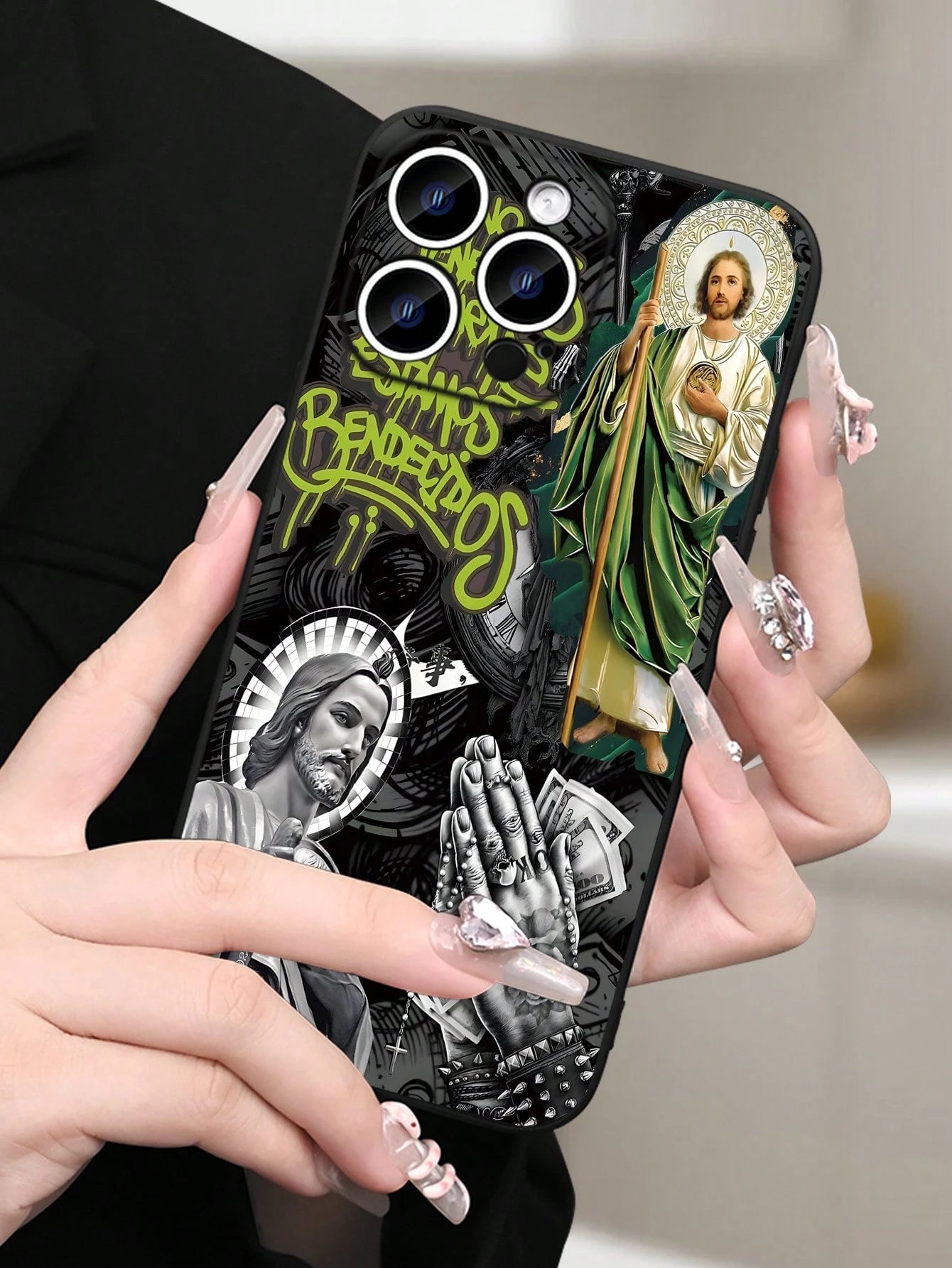 Religious Art Phone Case| Jesus Iconography & Sacred Symbols Design| Soft TPU Shockproof Cover| Classic Straight Edge & Precision Cutouts| For IPhone 16/15/14/13/12/11/X/XS Plus Pro Max