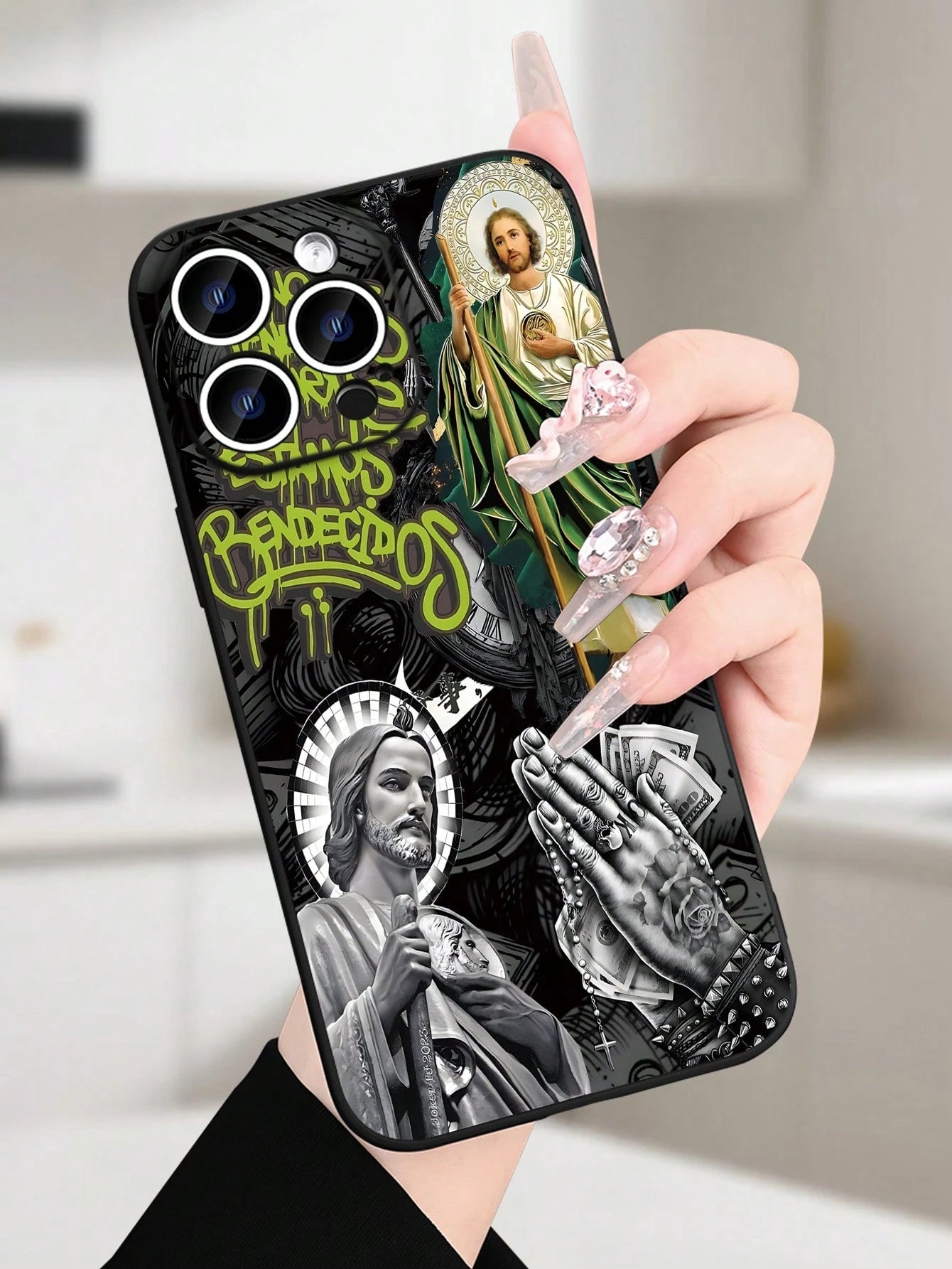 Religious Art Phone Case| Jesus Iconography & Sacred Symbols Design| Soft TPU Shockproof Cover| Classic Straight Edge & Precision Cutouts| For IPhone 16/15/14/13/12/11/X/XS Plus Pro Max