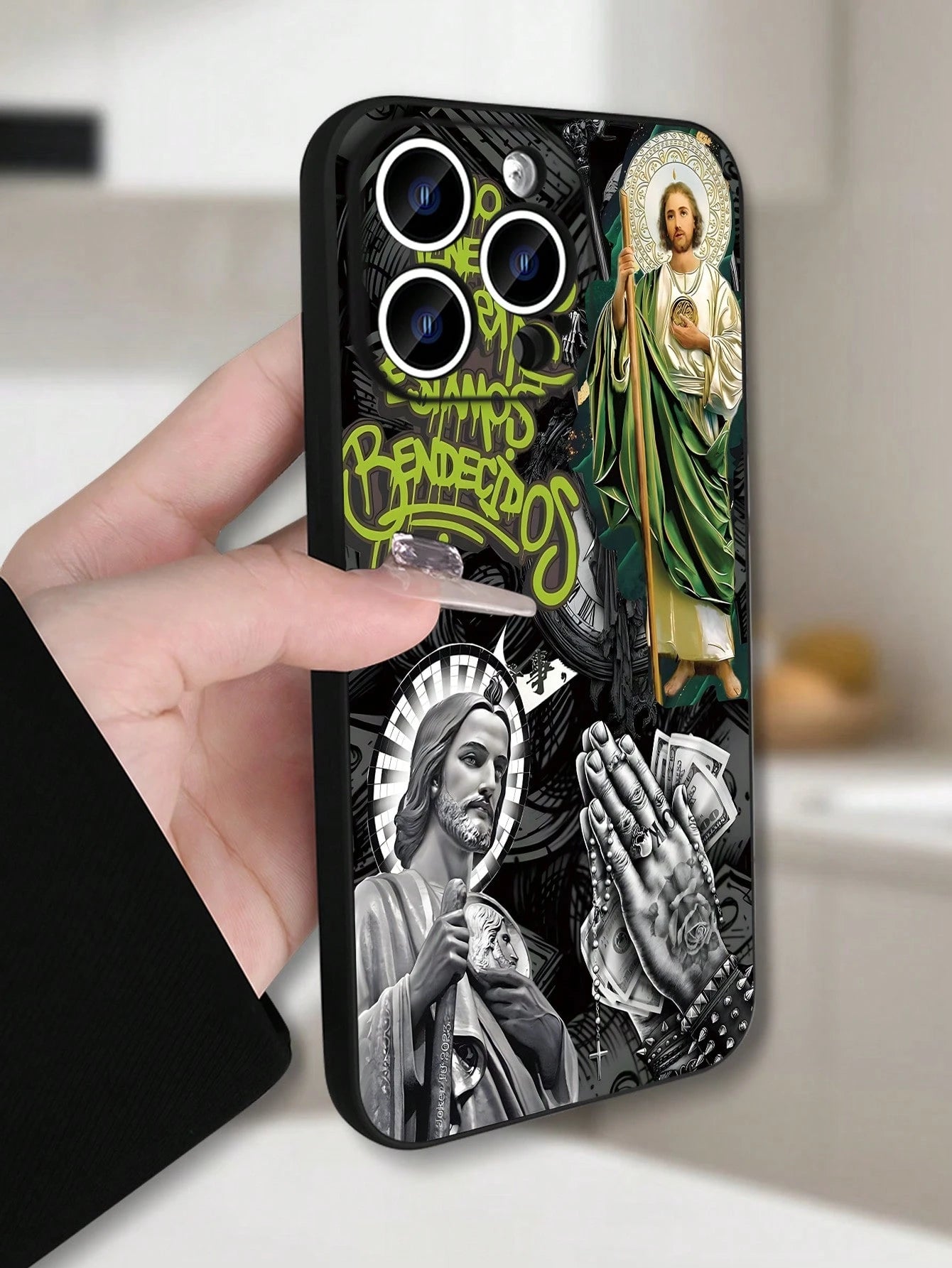 Religious Art Phone Case| Jesus Iconography & Sacred Symbols Design| Soft TPU Shockproof Cover| Classic Straight Edge & Precision Cutouts| For IPhone 16/15/14/13/12/11/X/XS Plus Pro Max