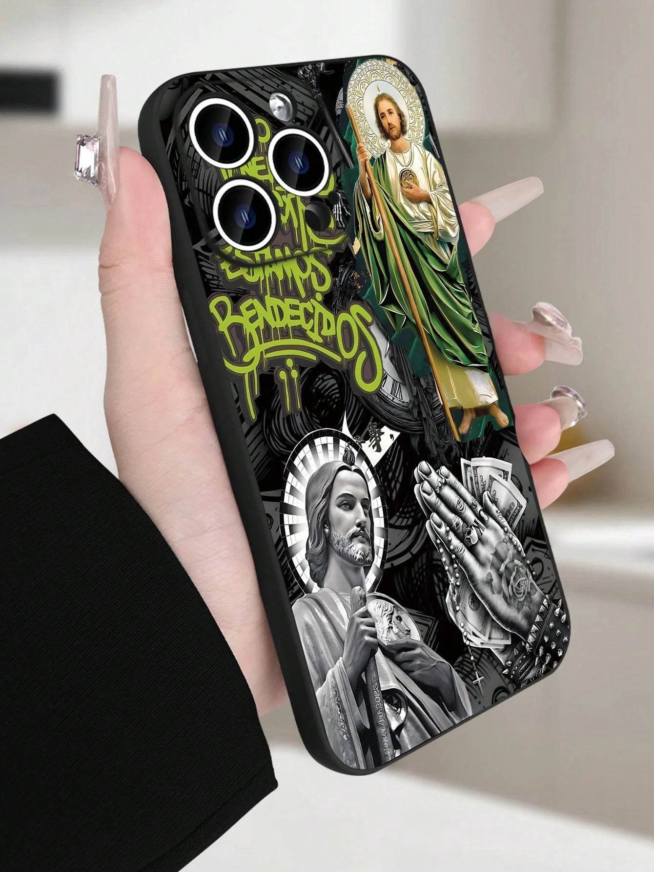 Religious Art Phone Case| Jesus Iconography & Sacred Symbols Design| Soft TPU Shockproof Cover| Classic Straight Edge & Precision Cutouts| For IPhone 16/15/14/13/12/11/X/XS Plus Pro Max
