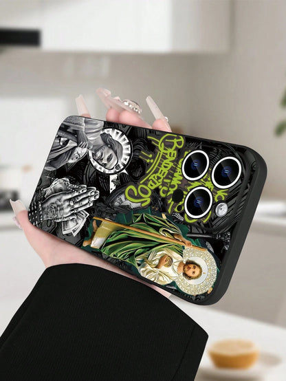 Religious Art Phone Case| Jesus Iconography & Sacred Symbols Design| Soft TPU Shockproof Cover| Classic Straight Edge & Precision Cutouts| For IPhone 16/15/14/13/12/11/X/XS Plus Pro Max