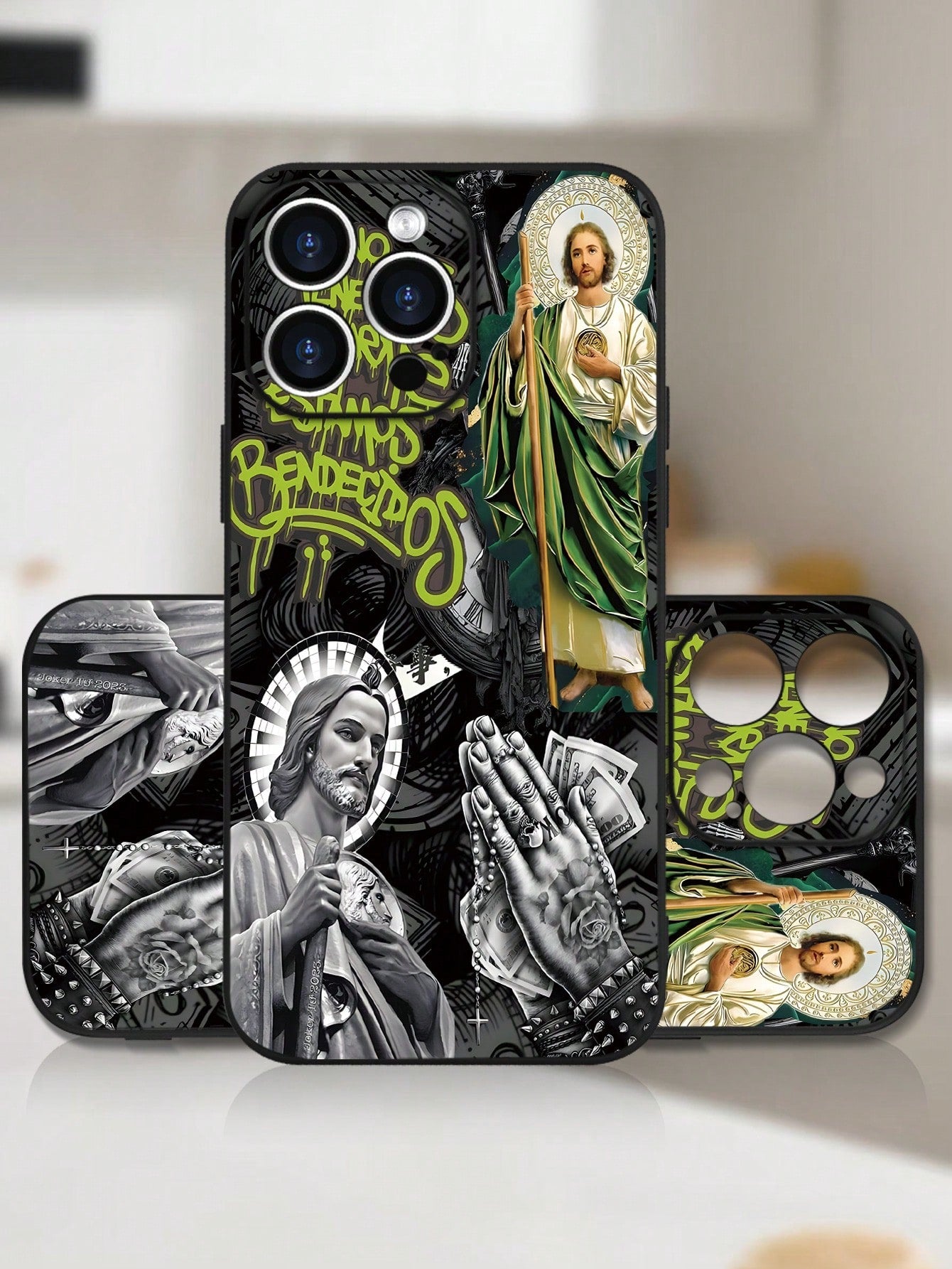 Religious Art Phone Case| Jesus Iconography & Sacred Symbols Design| Soft TPU Shockproof Cover| Classic Straight Edge & Precision Cutouts| For IPhone 16/15/14/13/12/11/X/XS Plus Pro Max