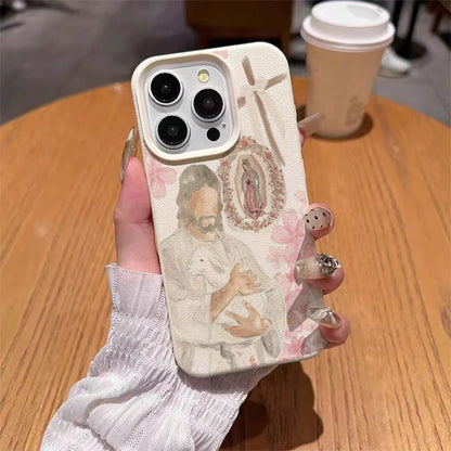 Religious Mythological Figure TPU Material 1pc Religious Icon Soft Sakura Pattern Phone Case Compatible With Iphone 17 Pro Max/17/16 Pro Max/15/13/12/11, S20 FE/A15/S24/A55, Note 11/12/13 Pro, Full-Bo