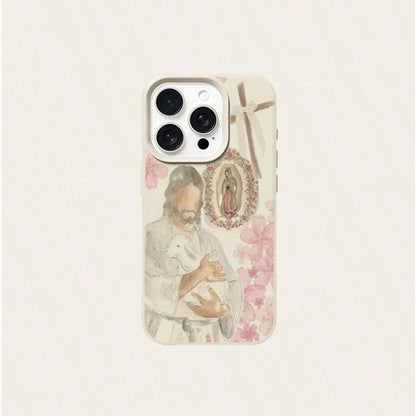 Religious Mythological Figure TPU Material 1pc Religious Icon Soft Sakura Pattern Phone Case Compatible With Iphone 17 Pro Max/17/16 Pro Max/15/13/12/11, S20 FE/A15/S24/A55, Note 11/12/13 Pro, Full-Bo