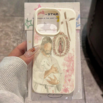 Religious Mythological Figure TPU Material 1pc Religious Icon Soft Sakura Pattern Phone Case Compatible With Iphone 17 Pro Max/17/16 Pro Max/15/13/12/11, S20 FE/A15/S24/A55, Note 11/12/13 Pro, Full-Bo