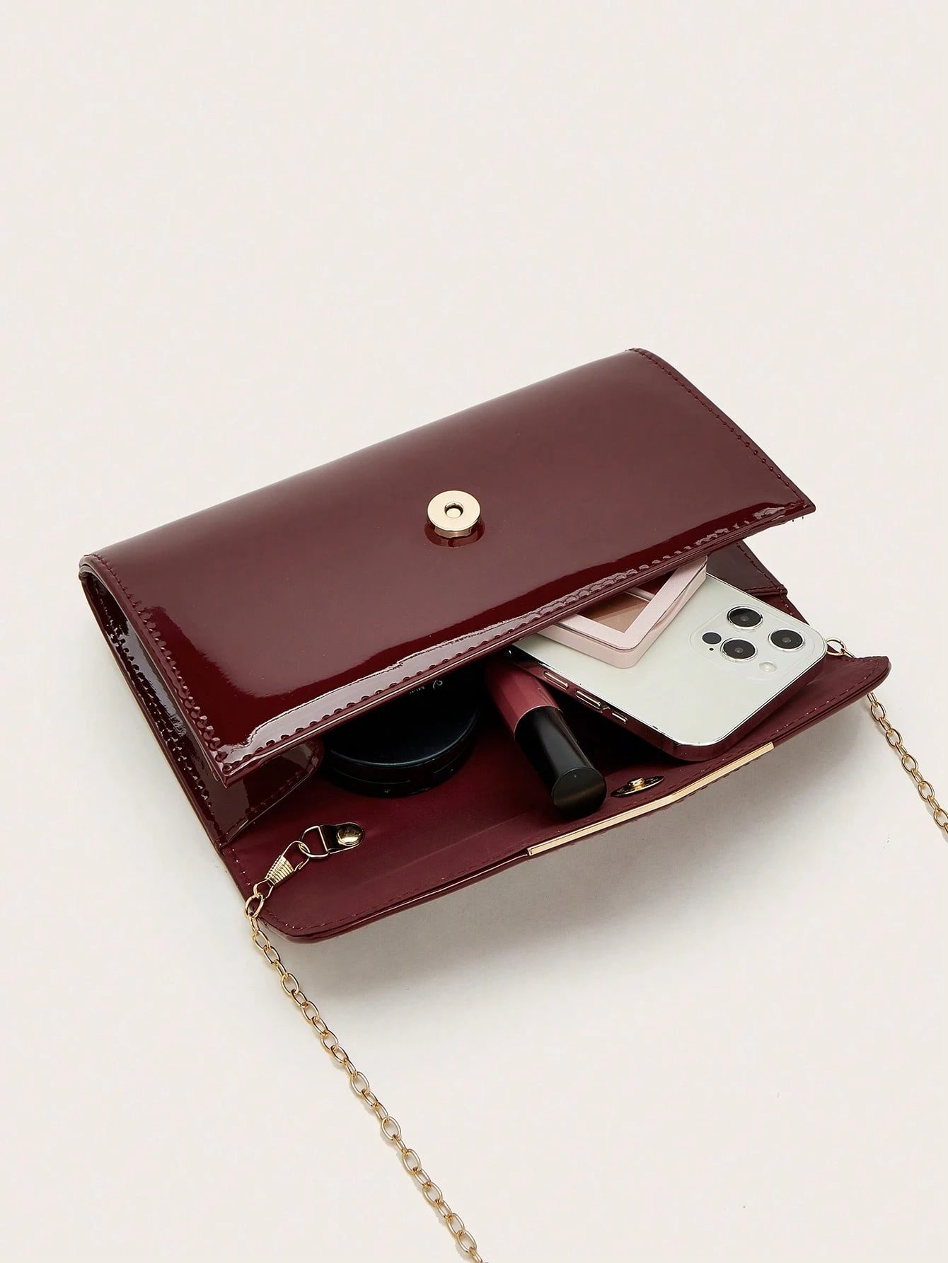 REMANLAND Women's Glossy PU Envelope Clutch Bag, Elegant Evening Handbag, Minimalist Formal Purse For Wedding Party, Date Night & Banquet