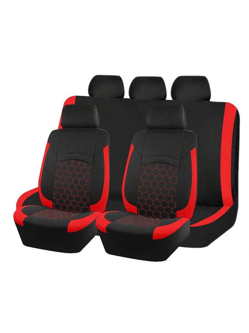 REMAX 9pcs Car Seat Covers Set, Compatible With Airbags, Universal Fit Seat Cushions, Auto Accessories, New Football Quilted Design, For Women, Full Car Seat Cover Set