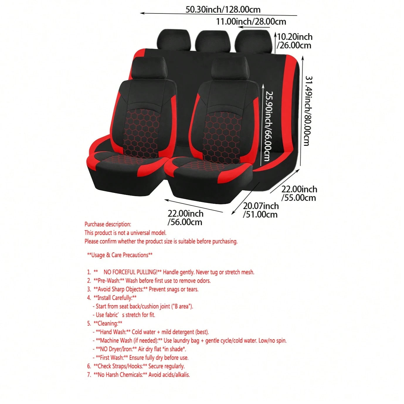 REMAX 9pcs Car Seat Covers Set, Compatible With Airbags, Universal Fit Seat Cushions, Auto Accessories, New Football Quilted Design, For Women, Full Car Seat Cover Set