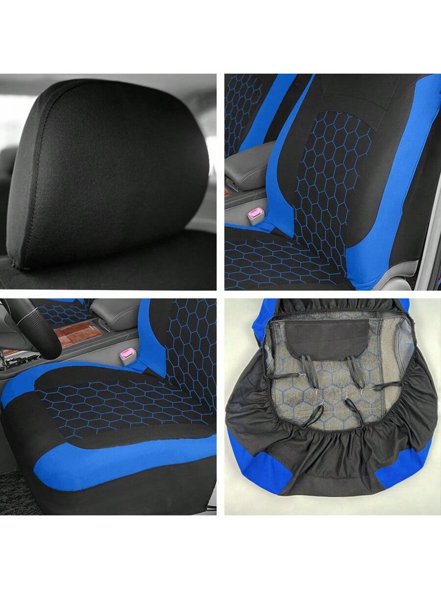 REMAX 9pcs Car Seat Covers Set, Compatible With Airbags, Universal Fit Seat Cushions, Auto Accessories, New Football Quilted Design, For Women, Full Car Seat Cover Set