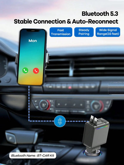 REMAX Bluetooth Car Charger With RGB Lighting And 29-Inch Retractable Cable; Supports PD 30W Fast Charging; Bluetooth 5.3, Supports Hands-Free Calling/Music Playback; Auto Reconnect; Type-C Interface