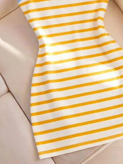 Resyla New Fashion Versatile Striped Print Camisole Dress For Women
