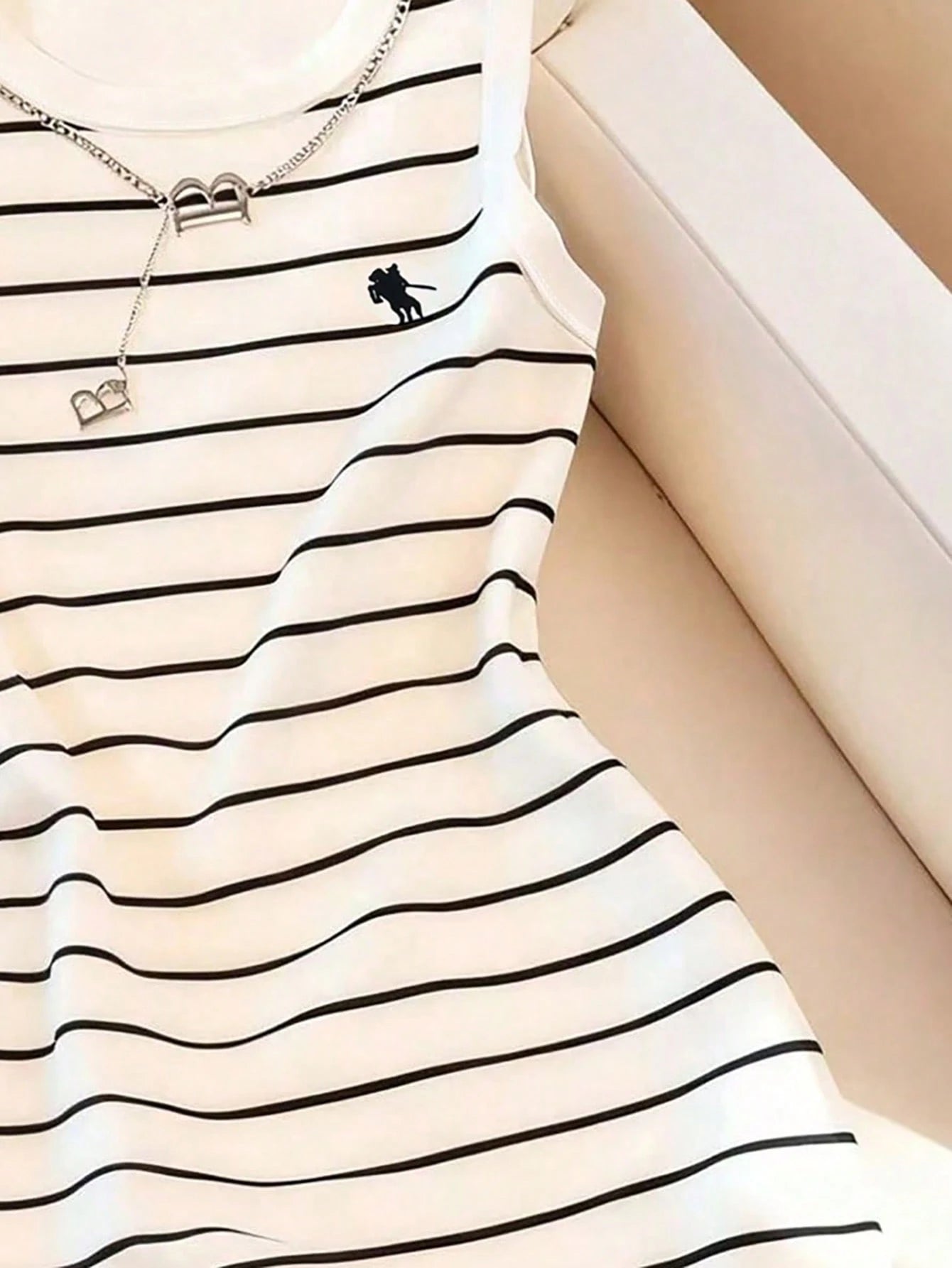Resyla New Fashion Versatile Striped Print Camisole Dress For Women