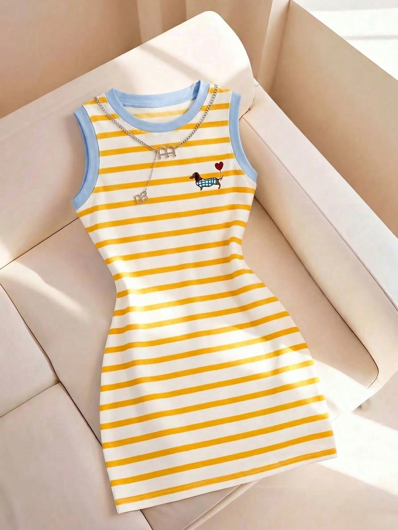 Resyla New Fashion Versatile Striped Print Camisole Dress For Women