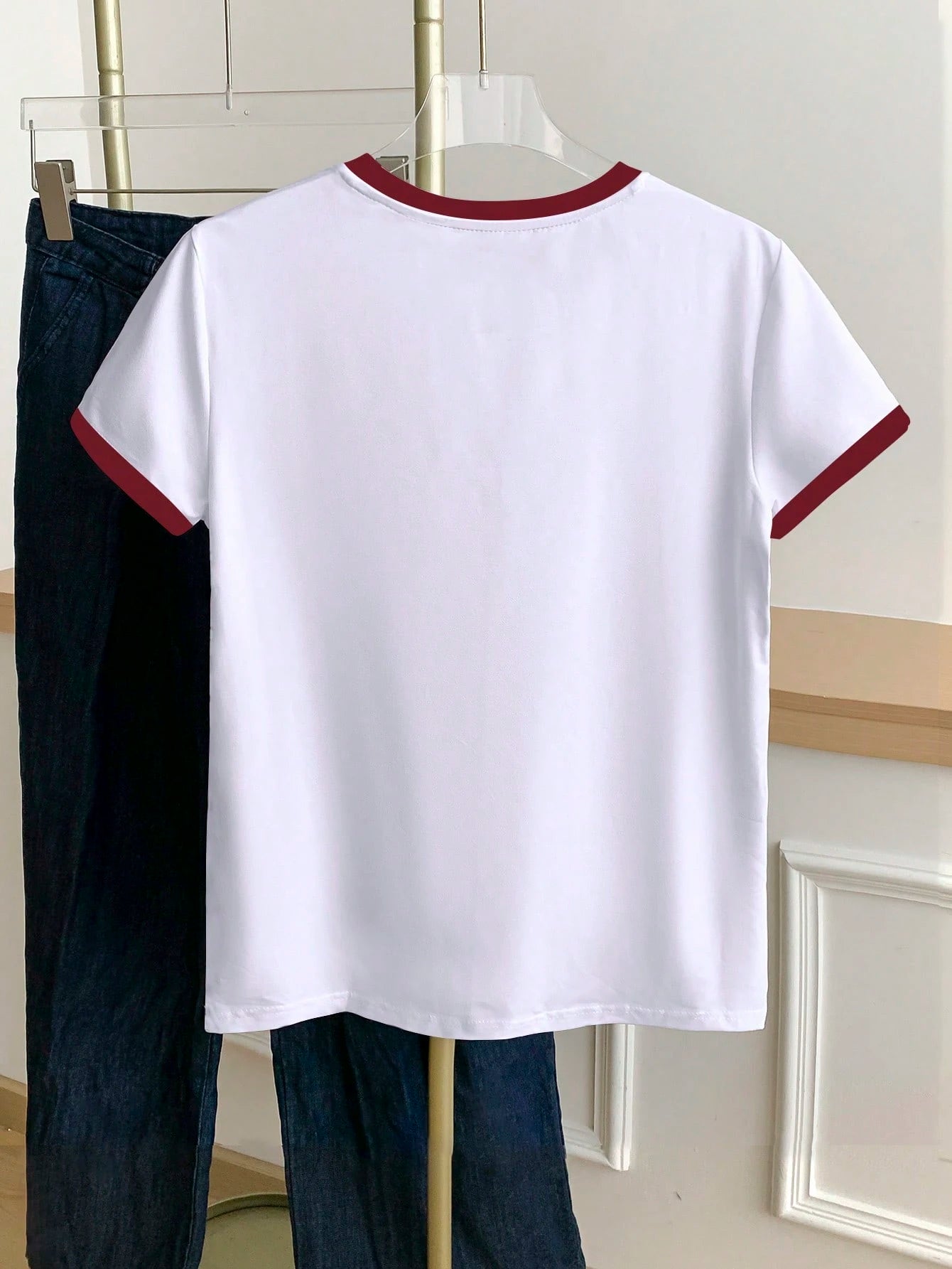 Resyla Women's Colorblock Striped Graphic Print Short Sleeve Casual Round Neck T-Shirt