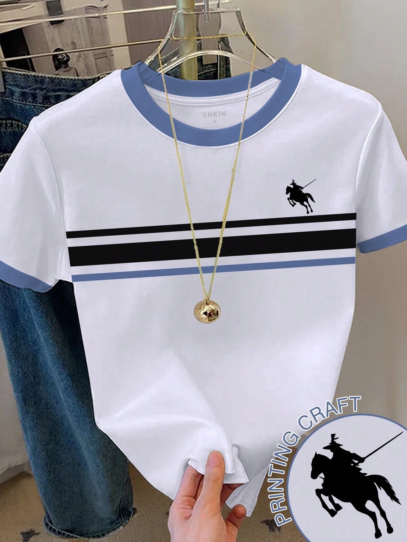 Resyla Women's Colorblock Striped Graphic Print Short Sleeve Casual Round Neck T-Shirt
