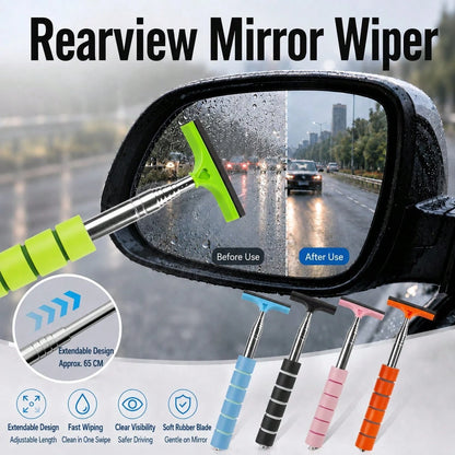 Retractable Car Rearview Mirror Windshield Wiper, Mini Car Window Cleaning Squeegee