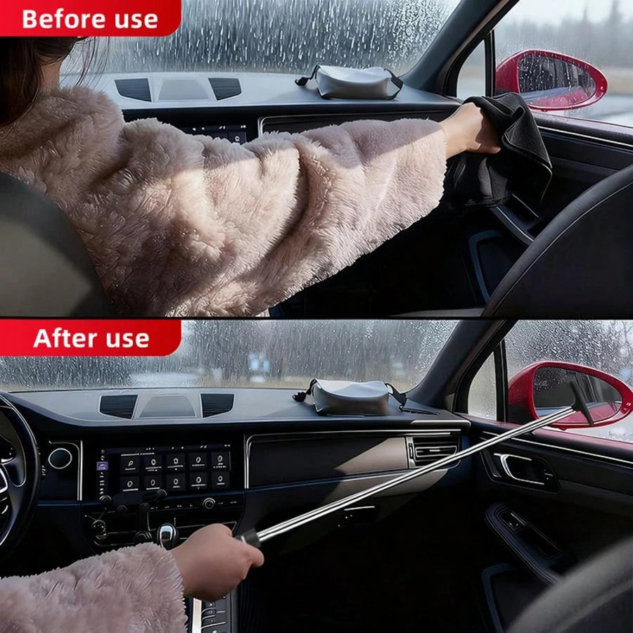 Retractable Car Rearview Mirror Windshield Wiper, Mini Car Window Cleaning Squeegee