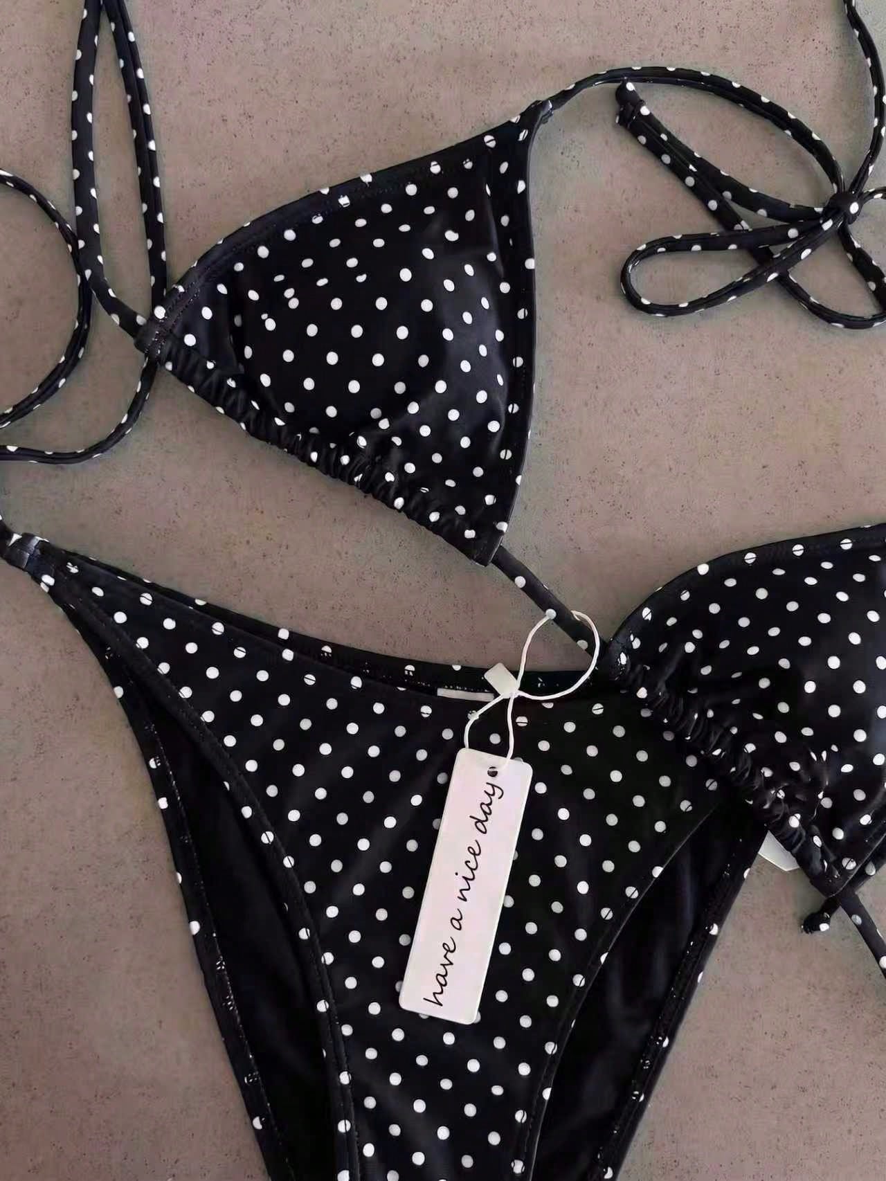Retro Blue & Green Striped Spaghetti Strap Tie Bikini Set, Sexy Push-Up High Waist Fitted 2-Piece Swimsuit, Suitable For Women Summer Vacation