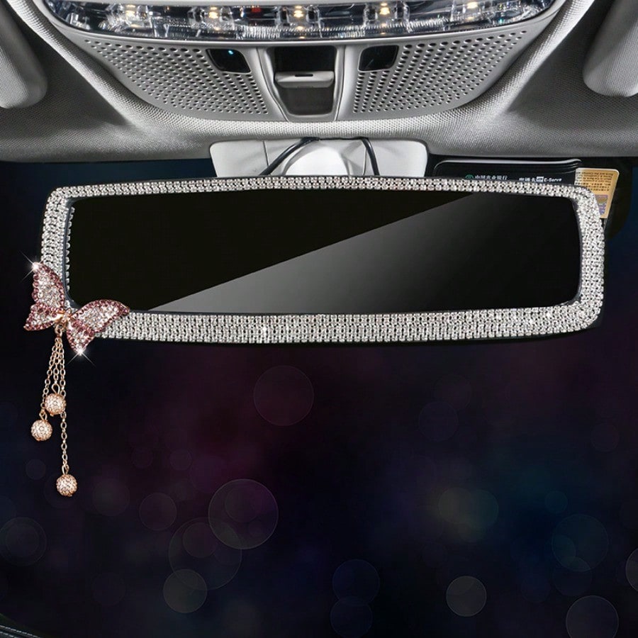 Rhinestone Butterfly Rearview Mirror Pendant, Car Interior Decor & Creative Auto Accessories