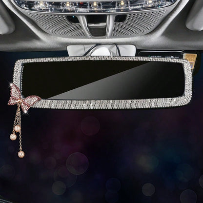Rhinestone Butterfly Rearview Mirror Pendant, Car Interior Decor & Creative Auto Accessories