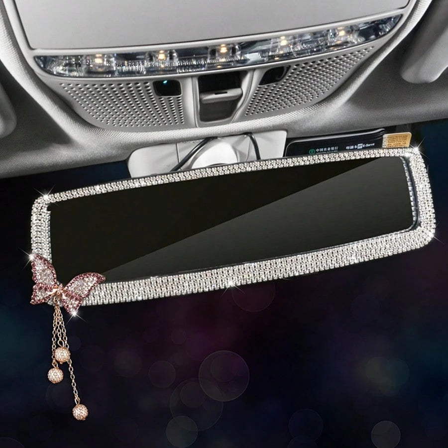 Rhinestone Butterfly Rearview Mirror Pendant, Car Interior Decor & Creative Auto Accessories
