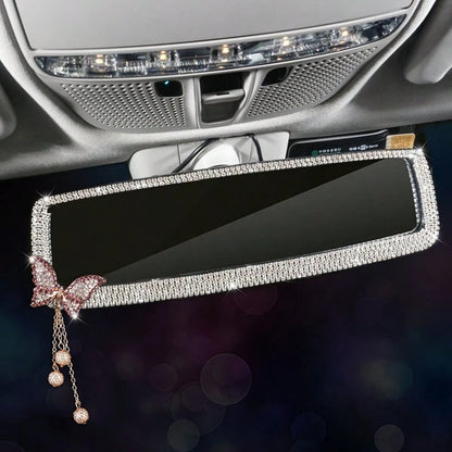 Rhinestone Butterfly Rearview Mirror Pendant, Car Interior Decor & Creative Auto Accessories