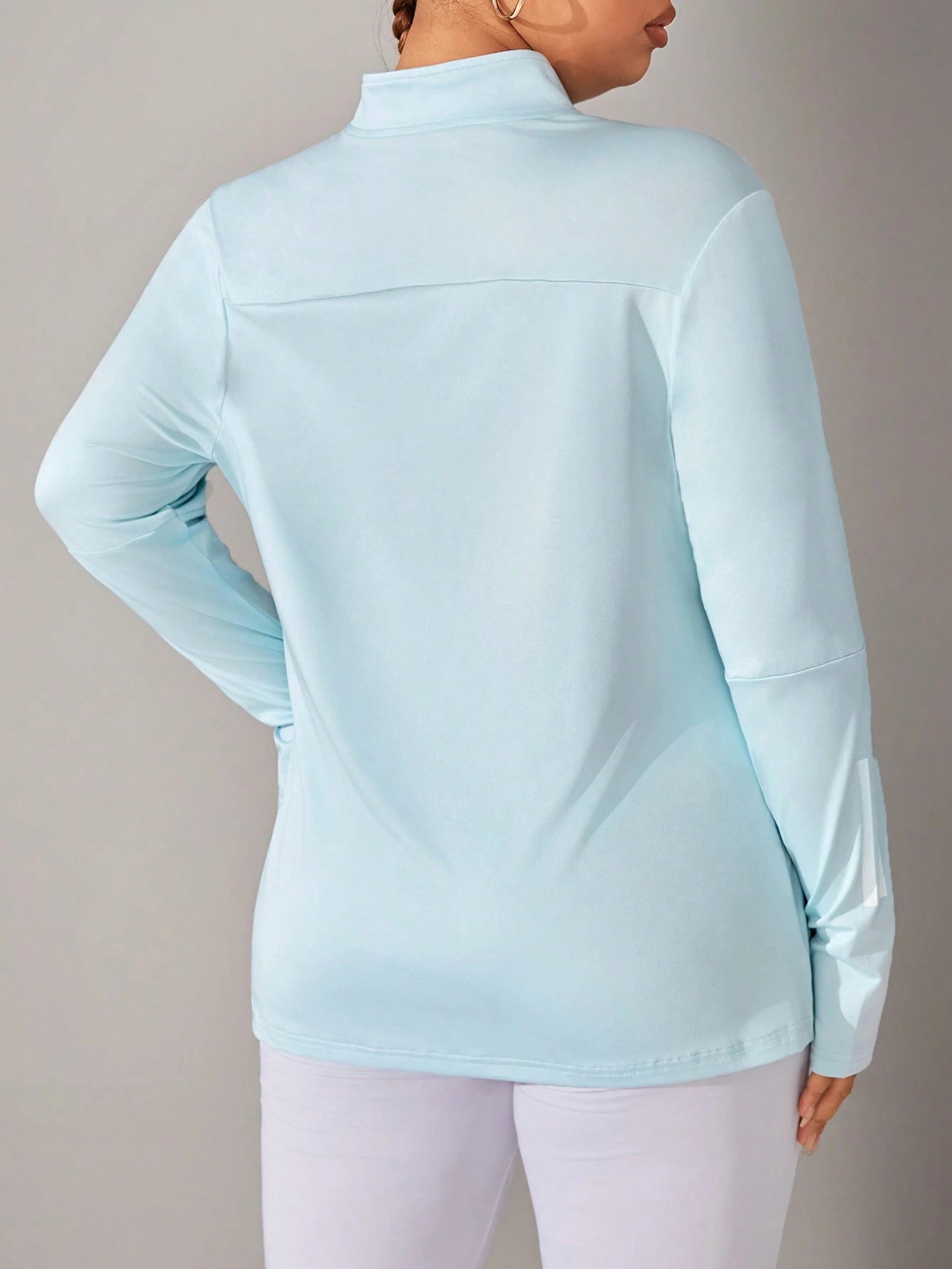 Rhythm Era Plus Size Women Striped Zipper Half-Placket Long Sleeve Fleece Sweatshirt Women Clothes Winter