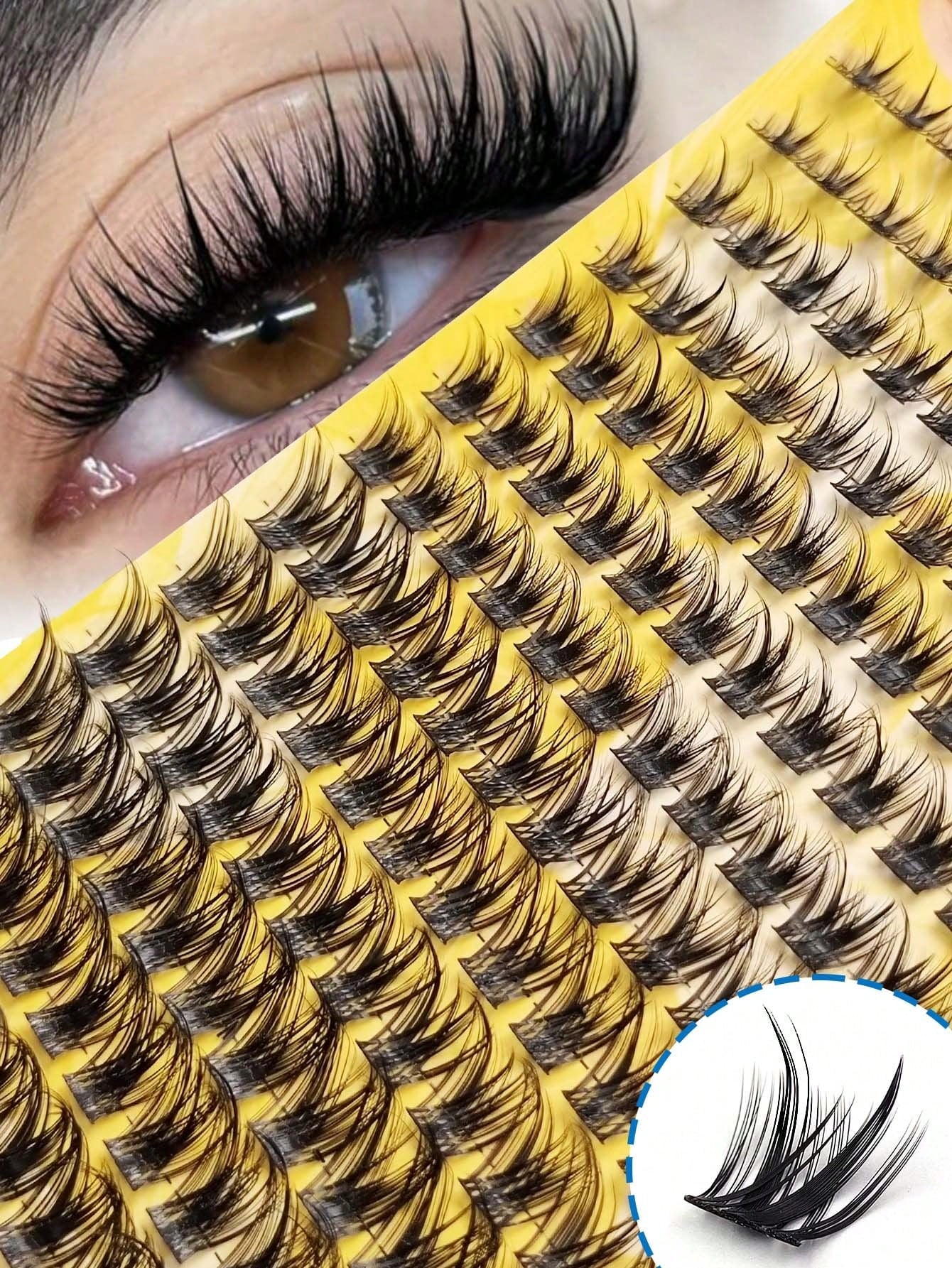 Rikuaild 156PCS DIY Cat Eye Eyelash Fairy Eyelash Wispy Lashes Cluster Spiky Personal Eyelash 10-18mm DIY Eyelash Pack Beginner-Friendly