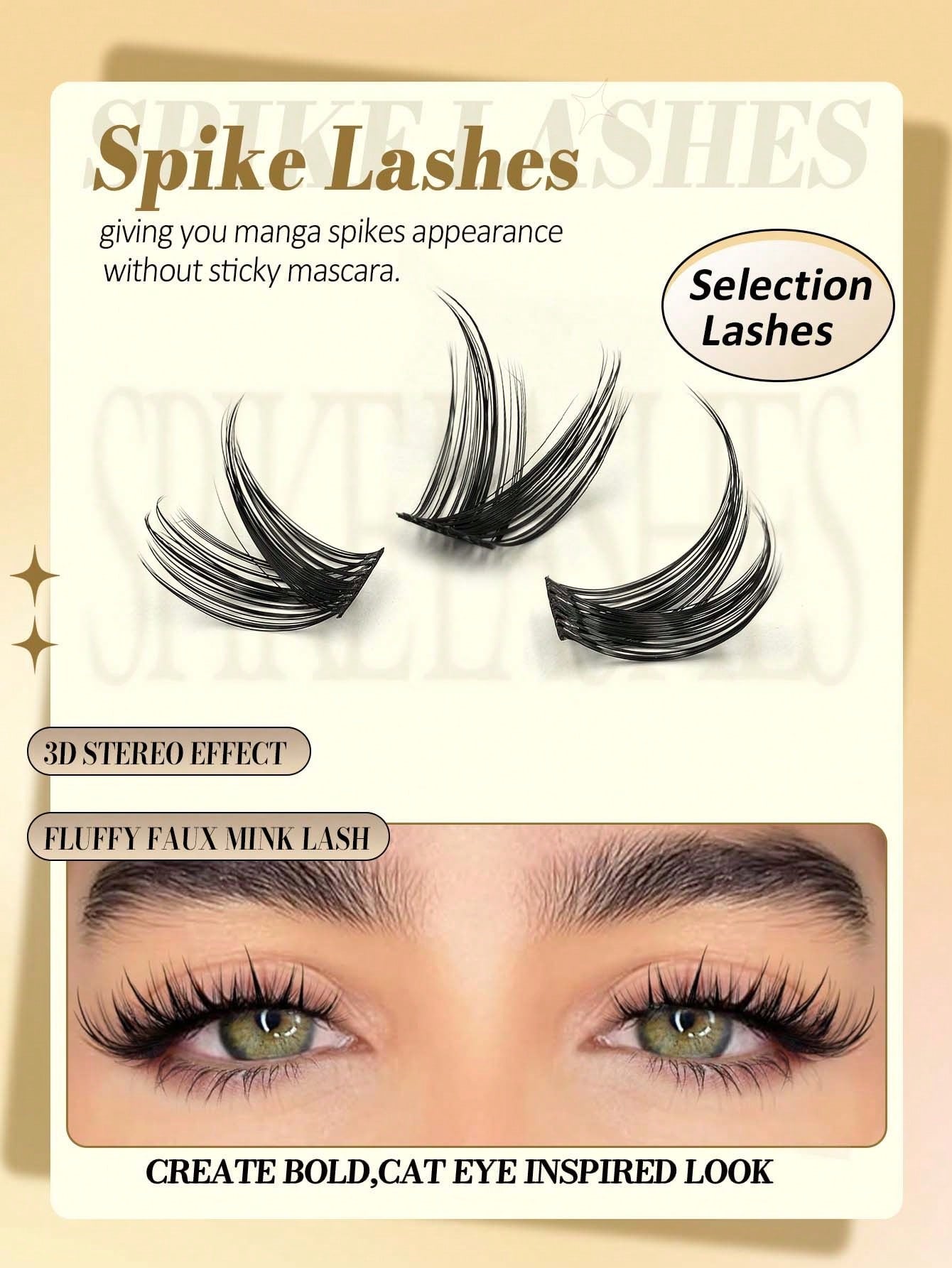 Rikuaild 156PCS DIY Cat Eye Eyelash Fairy Eyelash Wispy Lashes Cluster Spiky Personal Eyelash 10-18mm DIY Eyelash Pack Beginner-Friendly