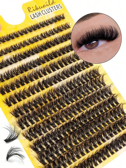 Rikuaild 156PCS DIY Cat Eye Eyelash Fairy Eyelash Wispy Lashes Cluster Spiky Personal Eyelash 10-18mm DIY Eyelash Pack Beginner-Friendly