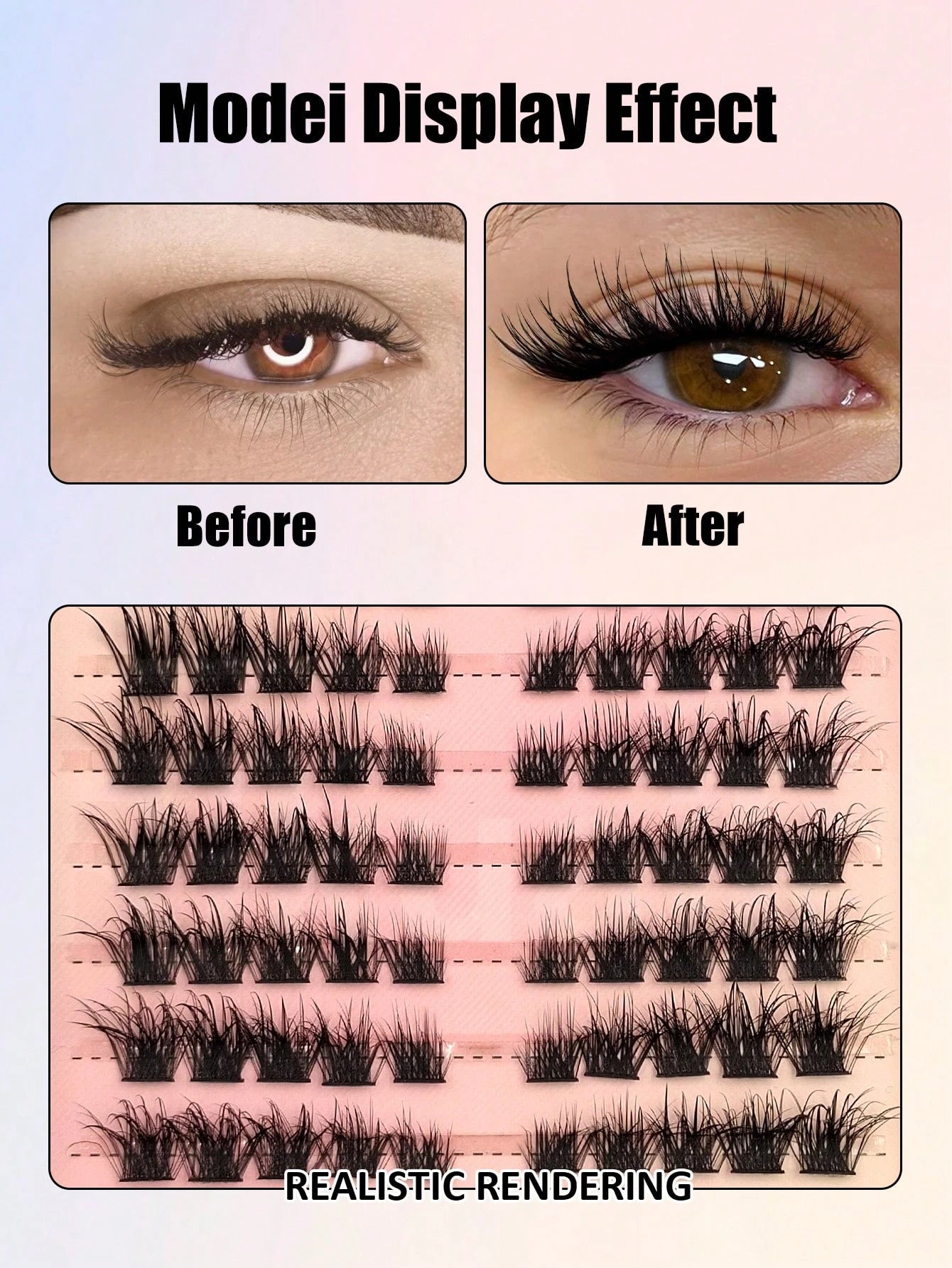 Rikuaild 80pcs/Pack Single Strand Moisturizing Eyelashes, D Curl Fluffy Faux Mink Lashes, Eyelash Extension, Moisturizing Effect, Cartoon Lashes, Natural Makeup Look, DIY Cosplay & Daily Charm Lash Cl