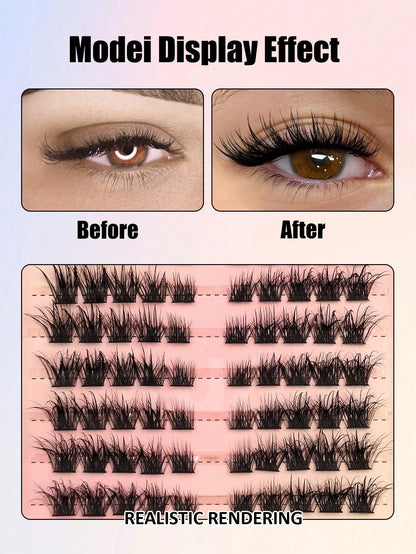 Rikuaild 80pcs/Pack Single Strand Moisturizing Eyelashes, D Curl Fluffy Faux Mink Lashes, Eyelash Extension, Moisturizing Effect, Cartoon Lashes, Natural Makeup Look, DIY Cosplay & Daily Charm Lash Cl