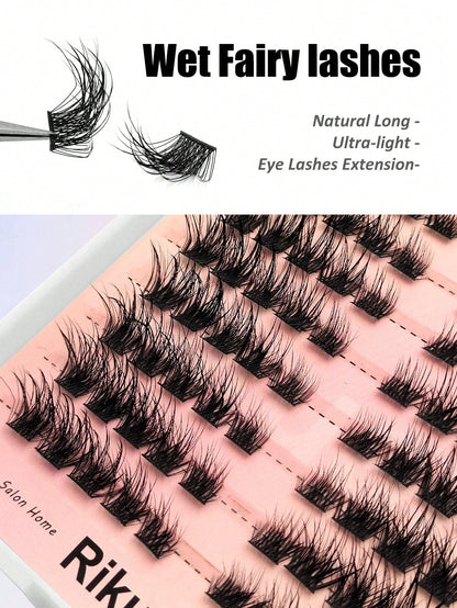 Rikuaild 80pcs/Pack Single Strand Moisturizing Eyelashes, D Curl Fluffy Faux Mink Lashes, Eyelash Extension, Moisturizing Effect, Cartoon Lashes, Natural Makeup Look, DIY Cosplay & Daily Charm Lash Cl