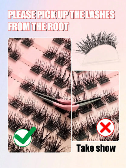 Rikuaild 80pcs/Pack Single Strand Moisturizing Eyelashes, D Curl Fluffy Faux Mink Lashes, Eyelash Extension, Moisturizing Effect, Cartoon Lashes, Natural Makeup Look, DIY Cosplay & Daily Charm Lash Cl