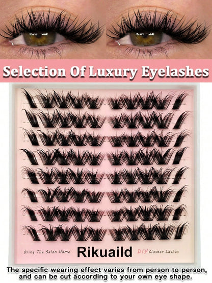 Rikuaild 80pcs/Pack Single Strand Moisturizing Eyelashes, D Curl Fluffy Faux Mink Lashes, Eyelash Extension, Moisturizing Effect, Cartoon Lashes, Natural Makeup Look, DIY Cosplay & Daily Charm Lash Cl