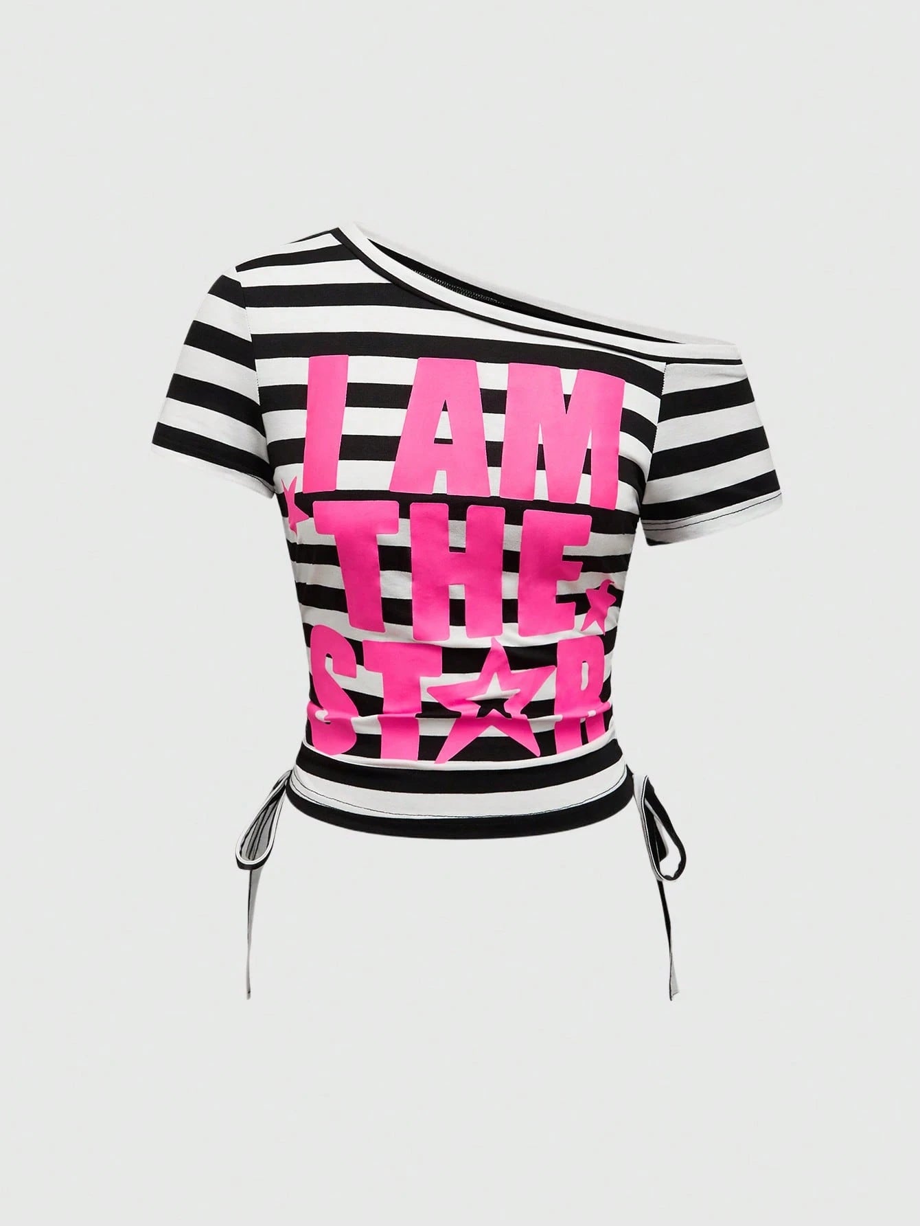 ROMWE Avant Spring/Summer Y2K Kpop Style Colorful Striped Contrast Patchwork T-Shirt