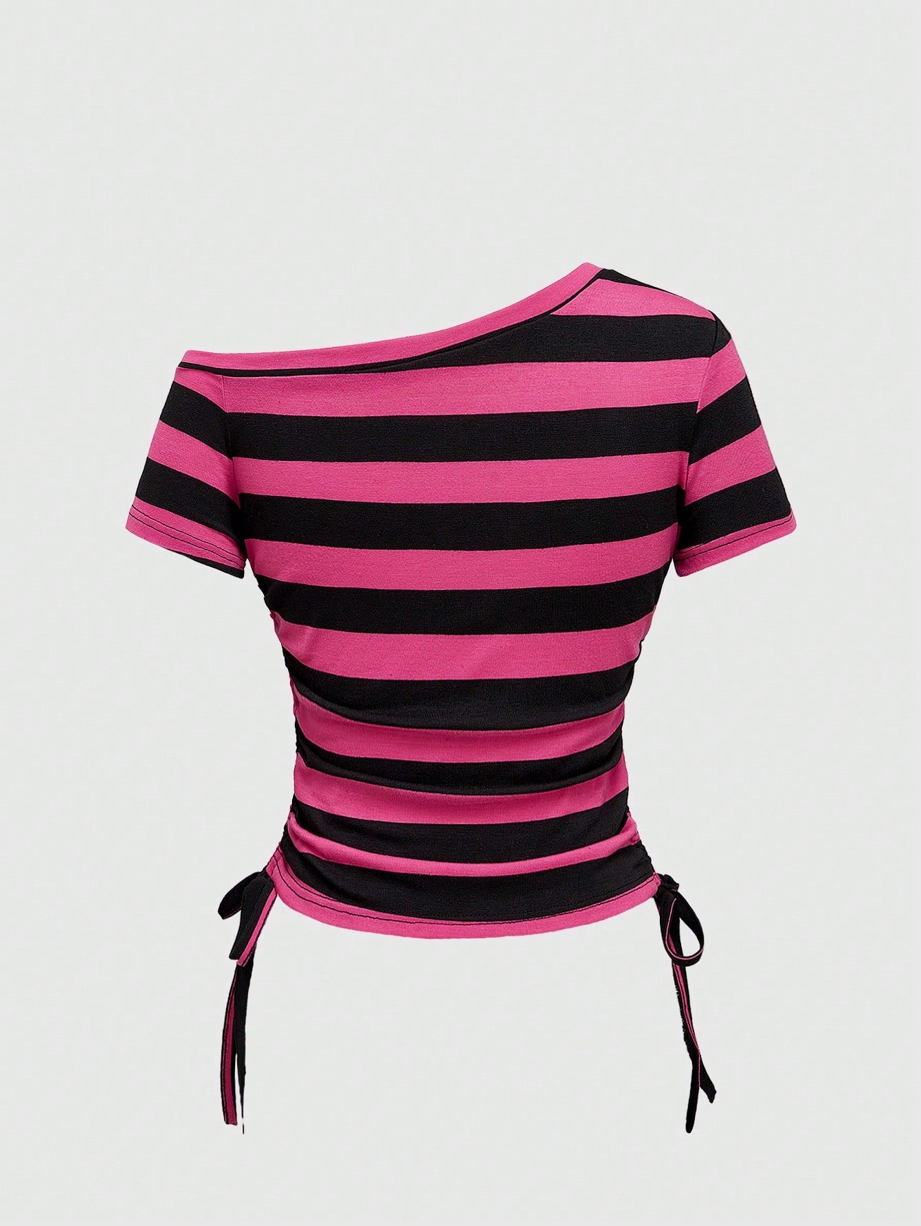ROMWE Avant Spring/Summer Y2K Kpop Style Colorful Striped Contrast Patchwork T-Shirt