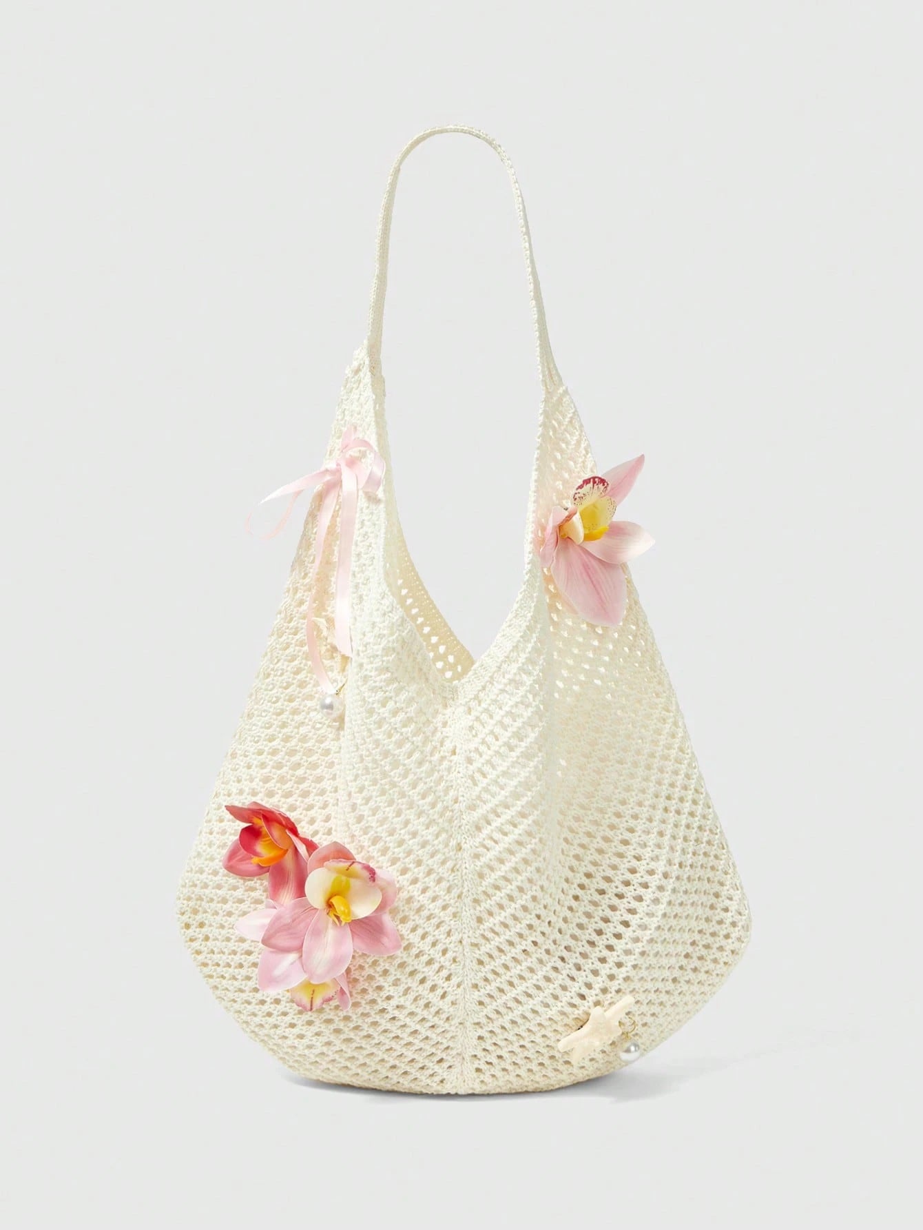 ROMWE Fairycore 1 Set Beige Woven Beach Tote Bag & Accessories, Fashionable Personalized Beach Resort Style Women Tote Bag