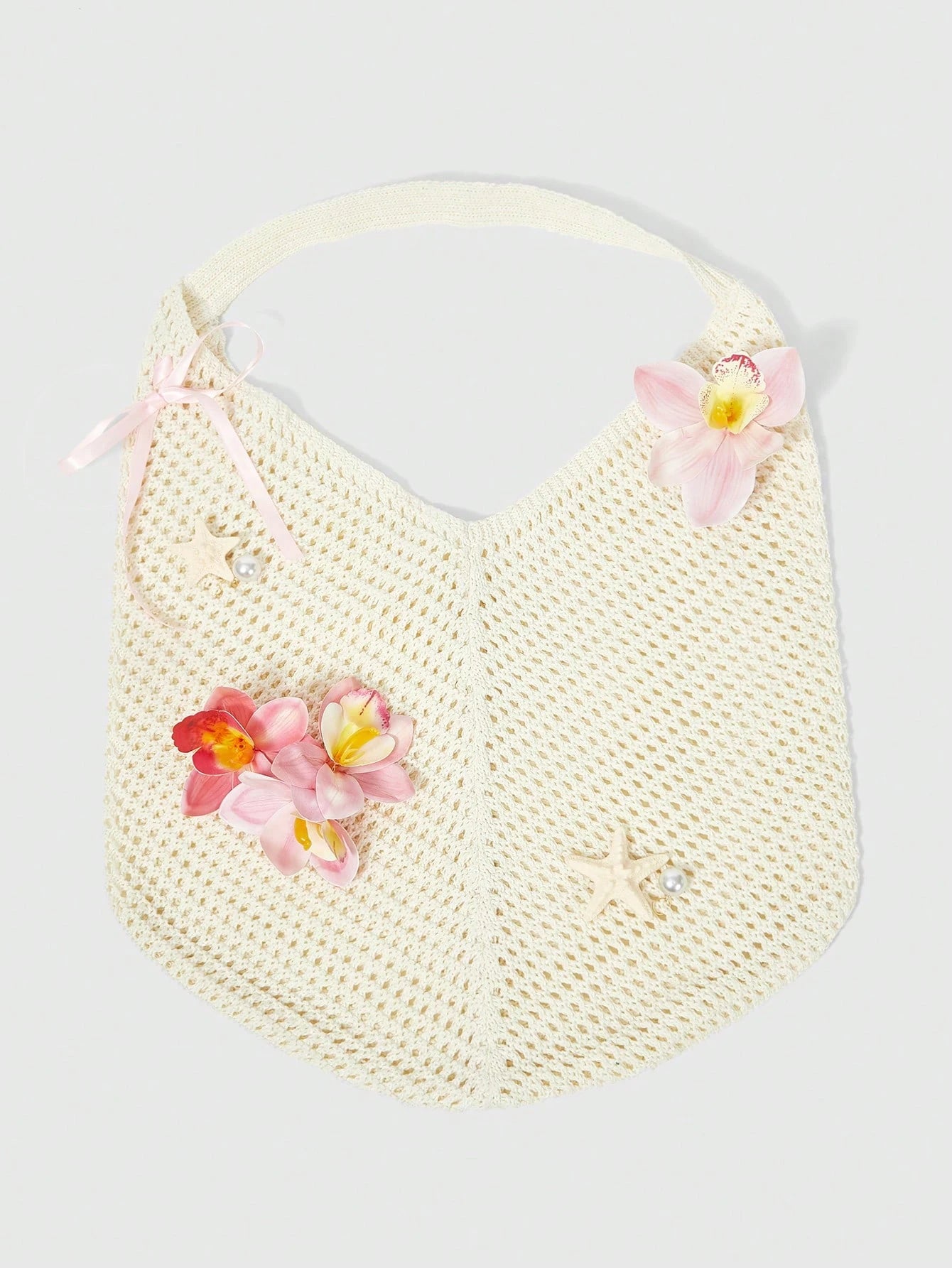 ROMWE Fairycore 1 Set Beige Woven Beach Tote Bag & Accessories, Fashionable Personalized Beach Resort Style Women Tote Bag
