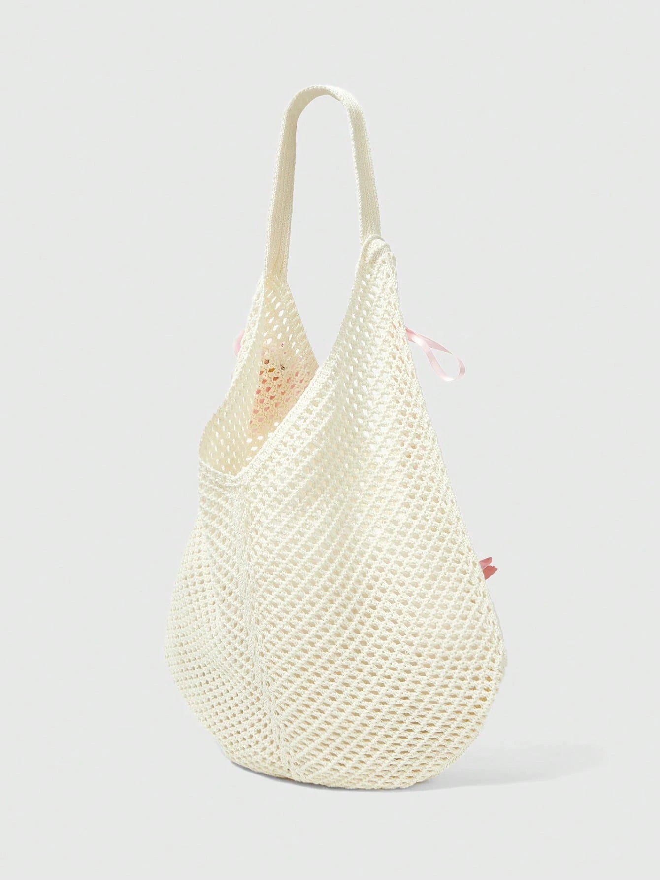 ROMWE Fairycore 1 Set Beige Woven Beach Tote Bag & Accessories, Fashionable Personalized Beach Resort Style Women Tote Bag