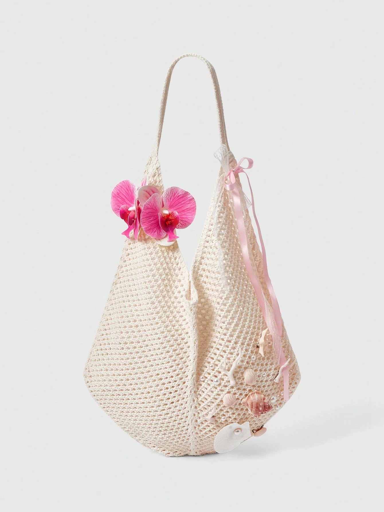 ROMWE Fairycore 1 Set Beige Woven Beach Tote Bag & Accessories, Fashionable Personalized Beach Resort Style Women Tote Bag