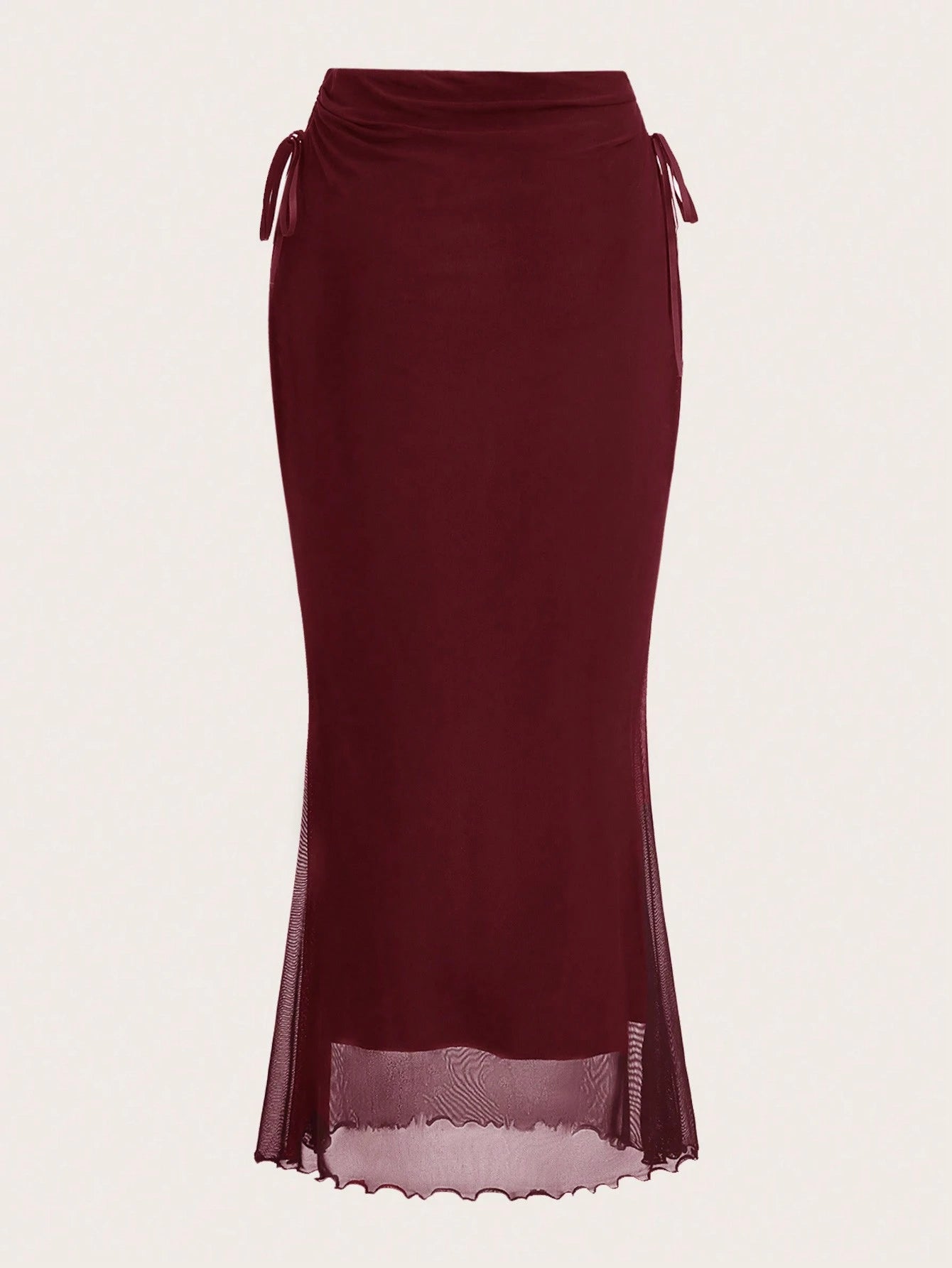 ROMWE Fairycore Solid Color Drawstring Side Slit Mermaid Skirt