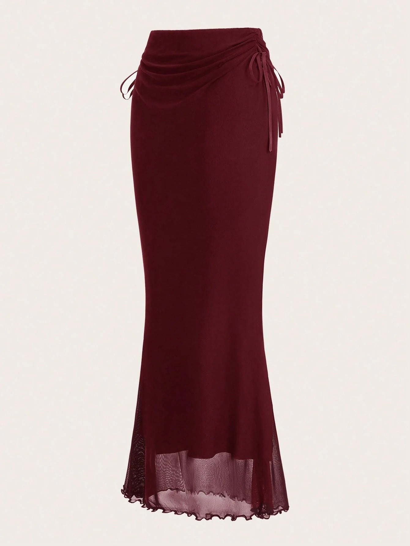 ROMWE Fairycore Solid Color Drawstring Side Slit Mermaid Skirt