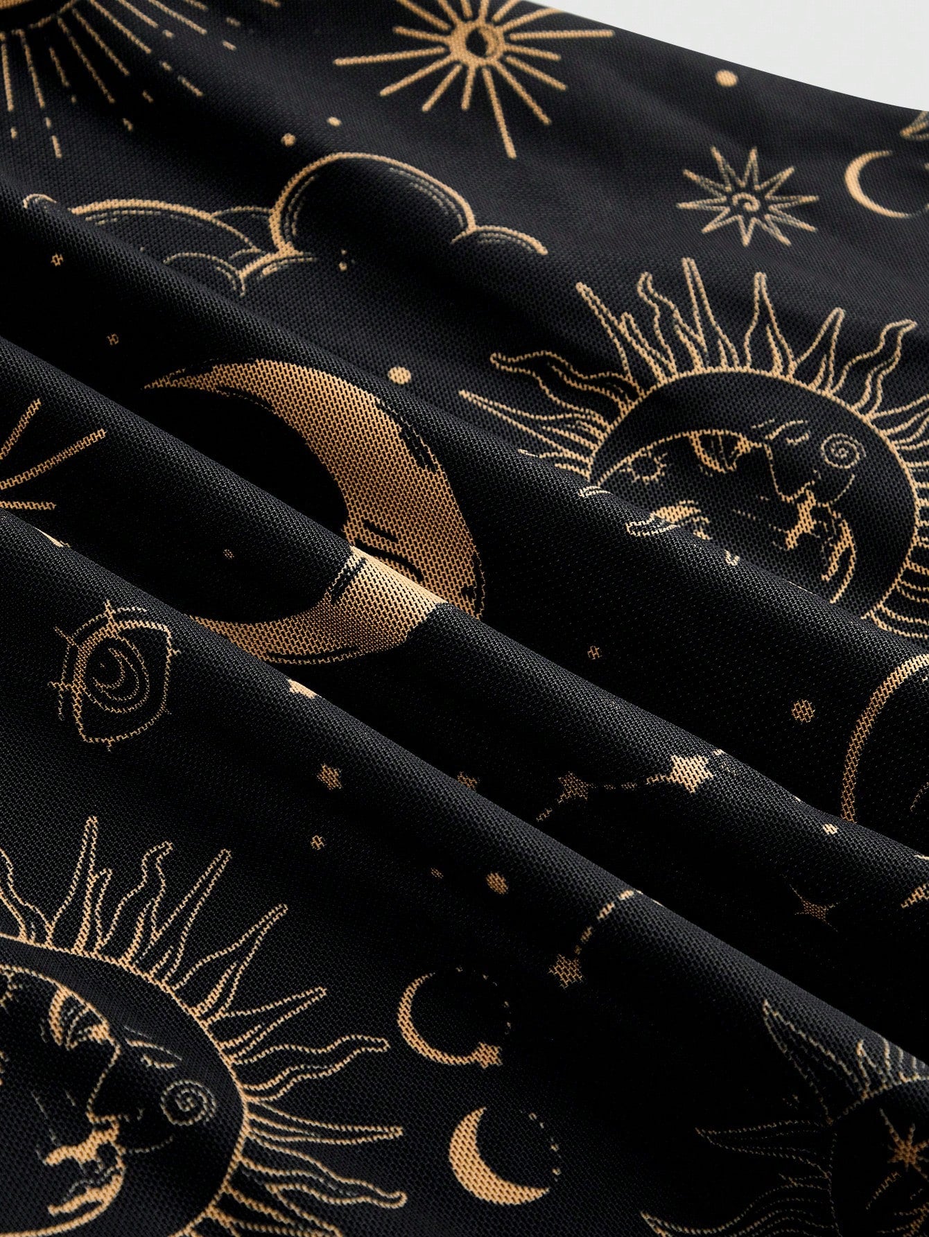 ROMWE Gothic Retro Mysterious Star & Moon Allover Print Off Shoulder Bell Sleeve Mesh A-Line Dress