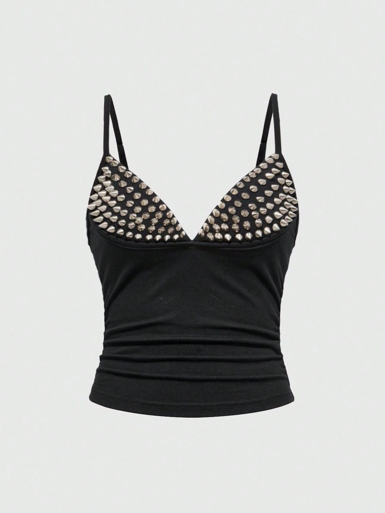 ROMWE Grunge Punk Spring/Summer Plus Size Women Sexy Dark PUNK Rivet Patchwork Camisole Valentine's Day