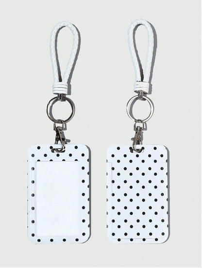 ROMWE Kawaii 1 Cute Polka Dot Slider Card Holder Visual ID Card Bank Card Storage Cabinet Tool
