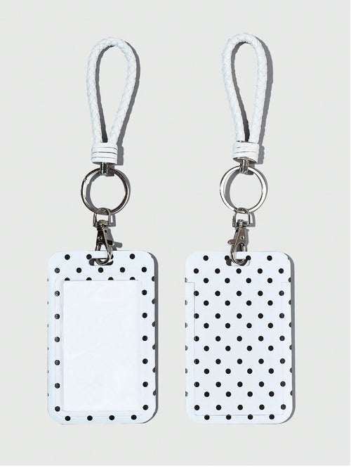 ROMWE Kawaii 1 Cute Polka Dot Slider Card Holder Visual ID Card Bank Card Storage Cabinet Tool